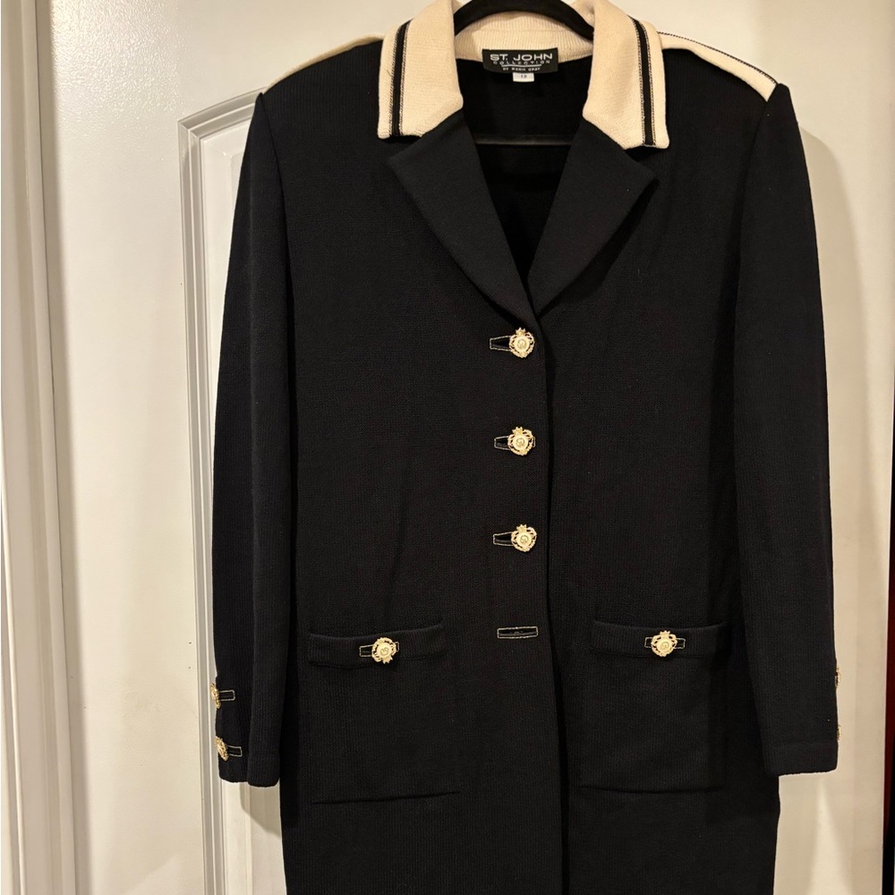 St. John Black Blazer Classic Coat Dress